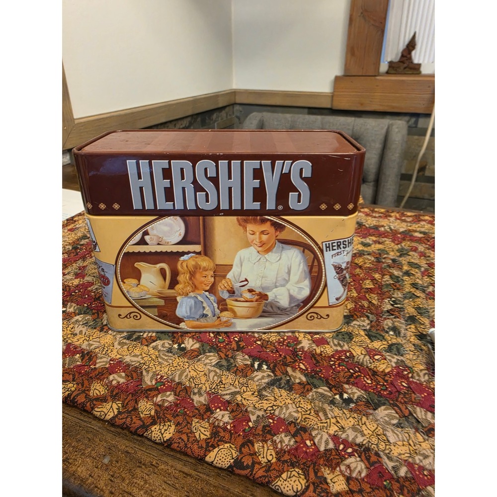 Hershey's Vintage Style Recipe Tin with Cards 2011 Collectible Metal Box Brown